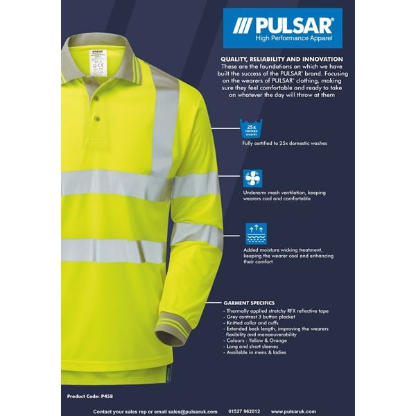 Pulsar P458 High Vis Polo Shirt