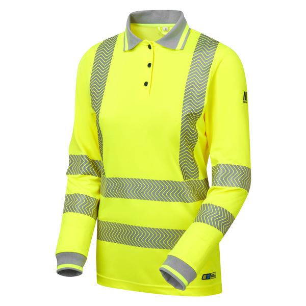 Pulsar Life LFE975 Womens High Vis Yellow Long Sleeve Polo Shirt