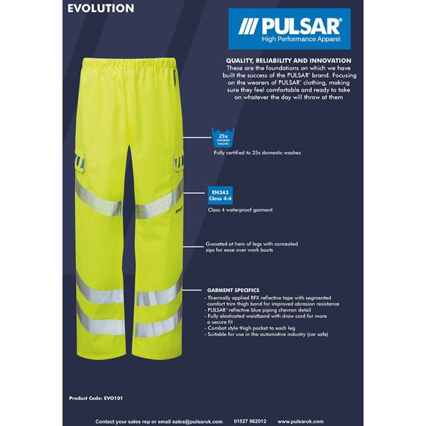 Pulsar EVO101 High Vis Over Trousers