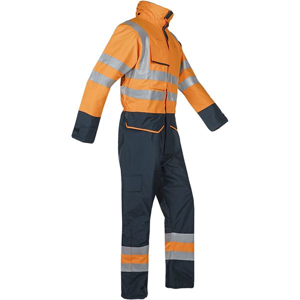 Sioen 7253 Carret FR AST High Vis Orange Waterproof Thermal Overalls