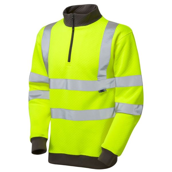 Leo SS01 Brynsworthy Quarter Zip High Vis Sweatshirt