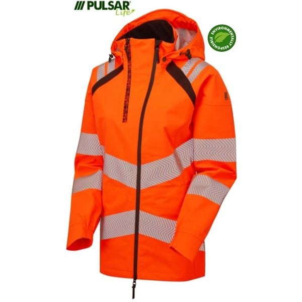 Pulsar Life LFE960 Womens Waterproof High Vis Orange Shell Jacket