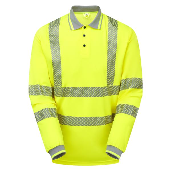 Pulsar Life LFE925 High Vis Yellow Long Sleeve Polo Shirt