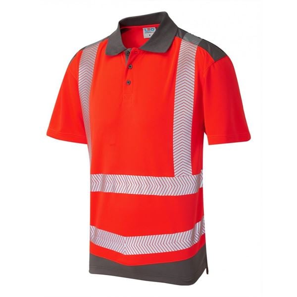 Leo P14 Peppercombe High Vis Yellow Short Sleeve Polo Shirt