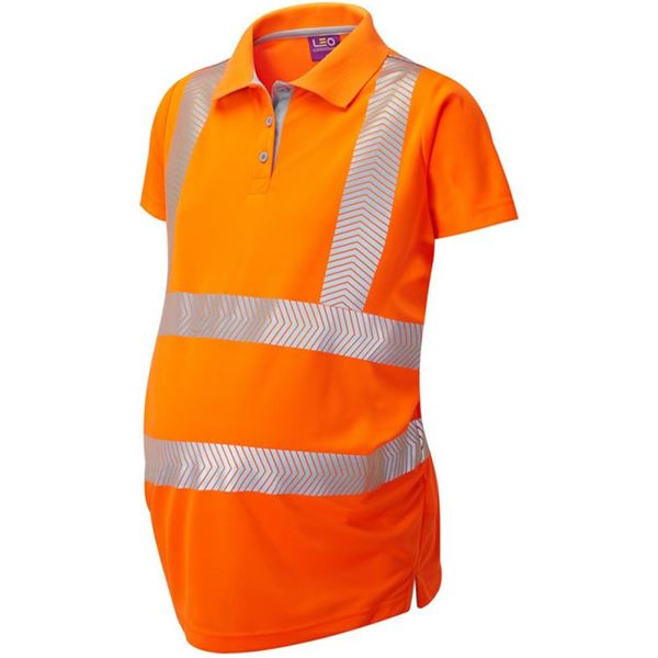 Leo PM03 Lovacott Womens Maternity High Vis Orange Polo Shirt