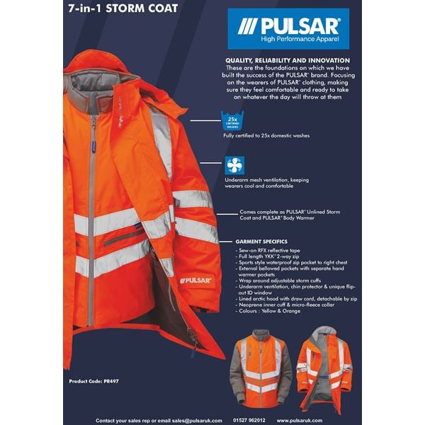 Pulsarail PR497 High Vis 7in1 Storm Coat