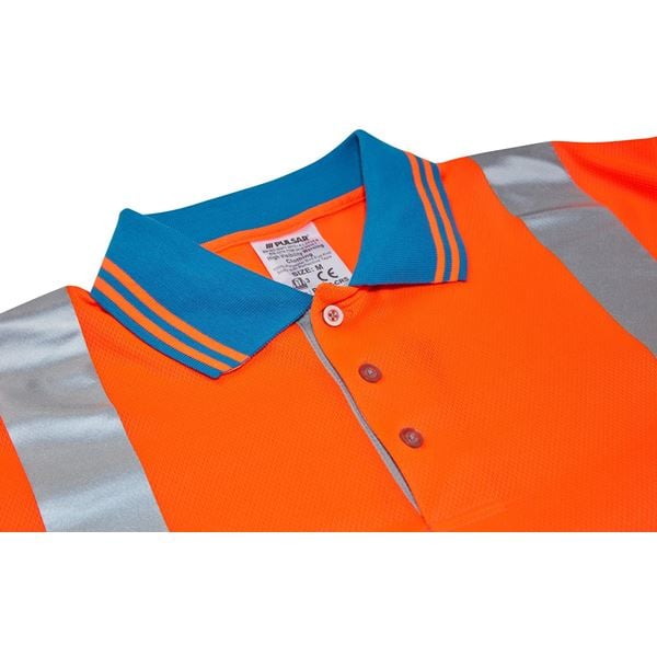 Pulsar PR470-CRS High Vis Orange Polo with Cut Resistant Sleeves