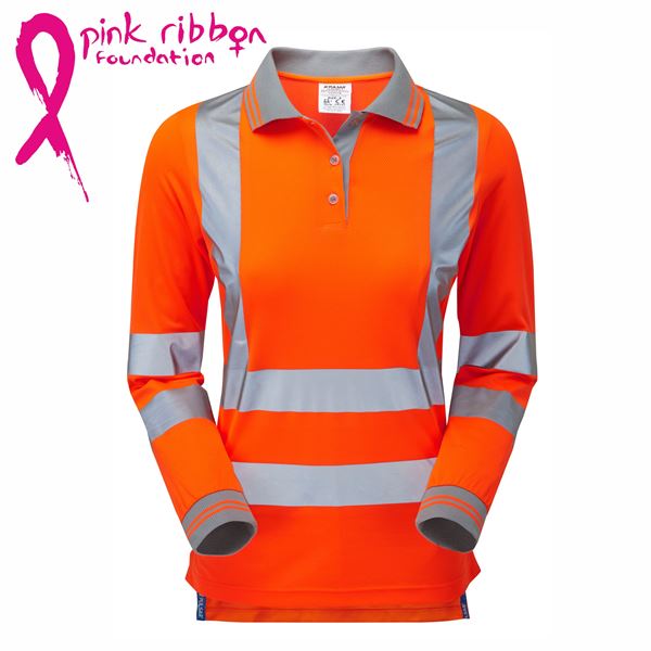 Pulsar PR703 Ladies Long Sleeve High Vis Orange Polo Shirt