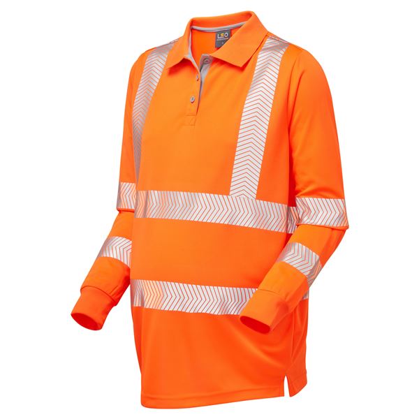 Leo PM08 Yarnacott Maternity High Vis Polo Shirt Orange