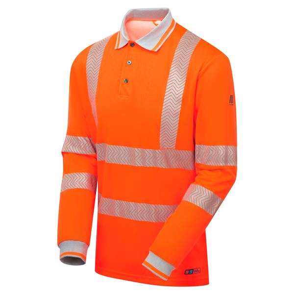 Pulsar Life LFE926 High Vis Orange Long Sleeve Polo Shirt