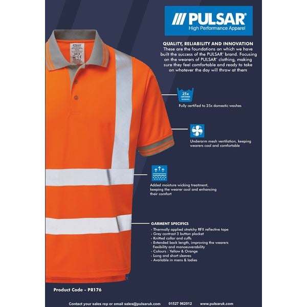 Pulsarail PR176 High Vis Polo shirt