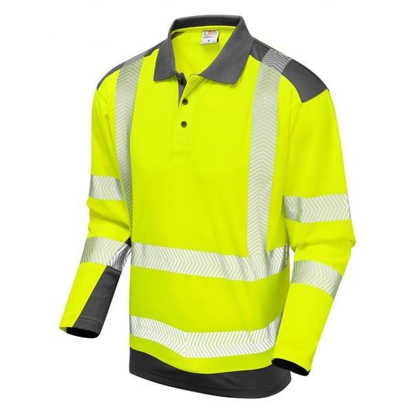 Leo P15 Wringcliff High Vis Long Sleeve Polo Shirt