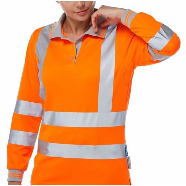 Pulsar PR703 Ladies Long Sleeve High Vis Orange Polo Shirt