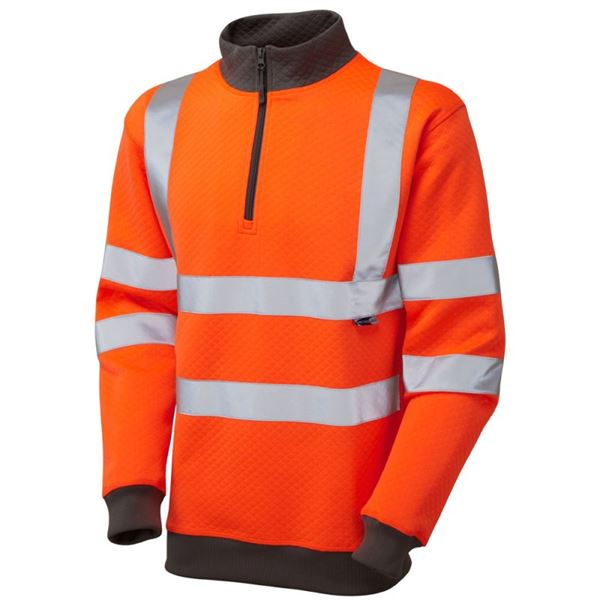 Leo SS01 Brynsworthy Quarter Zip High Vis Sweatshirt