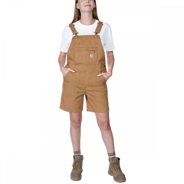 Carhartt Womens Stretch Canvas Short Bib and Brace Overall Relaxed Fit