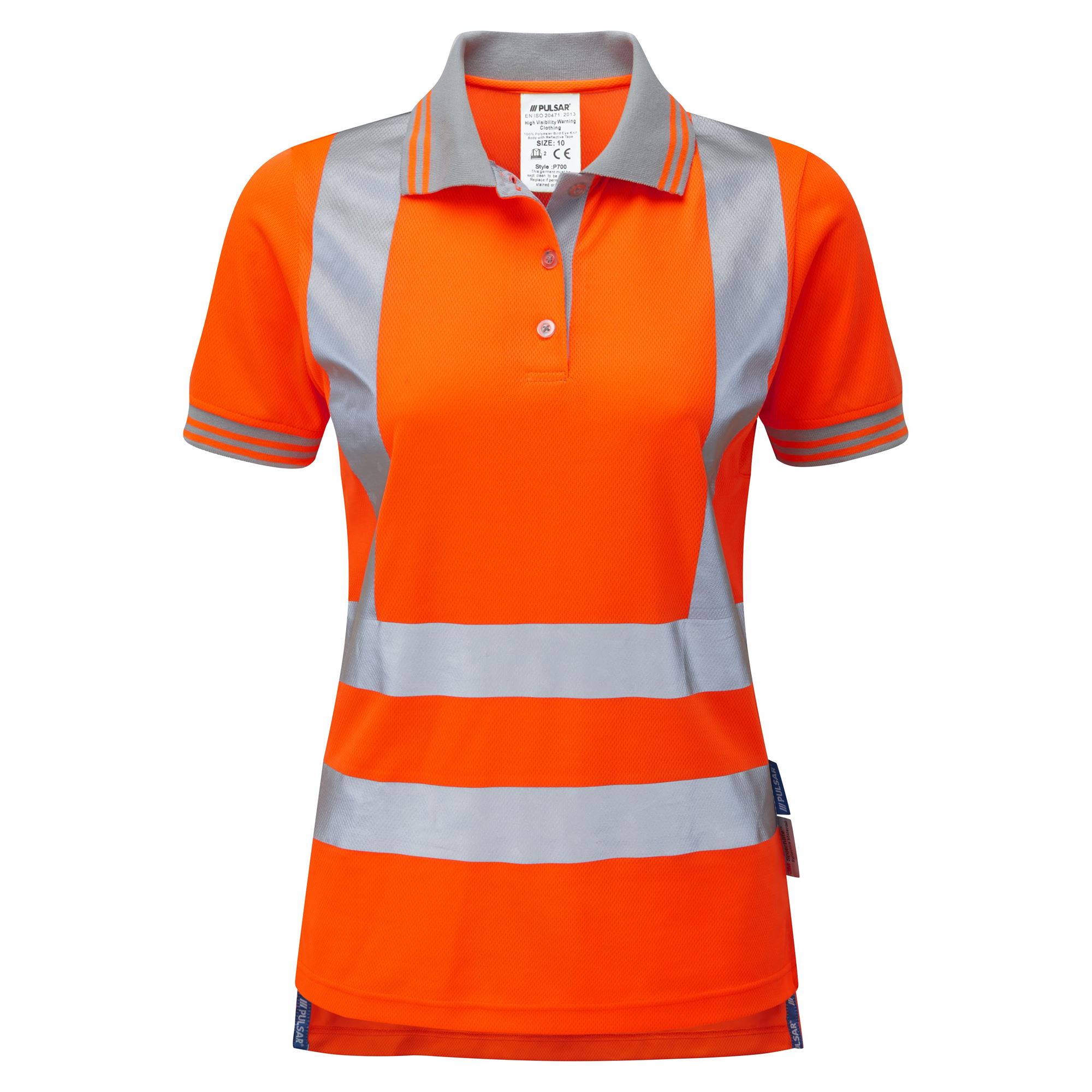Pulsar PR701 Ladies Short Sleeved Hi Vis Orange Polo Shirt