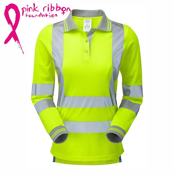 Pulsar P702 Womens Long Sleeve High Vis Yellow Polo Shirt