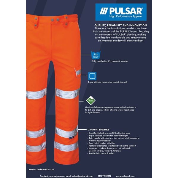 Pulsarail PR336LDS2 Ladies High Vis Trousers
