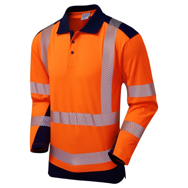 Leo P15 Wringcliff High Vis Long Sleeve Polo Shirt