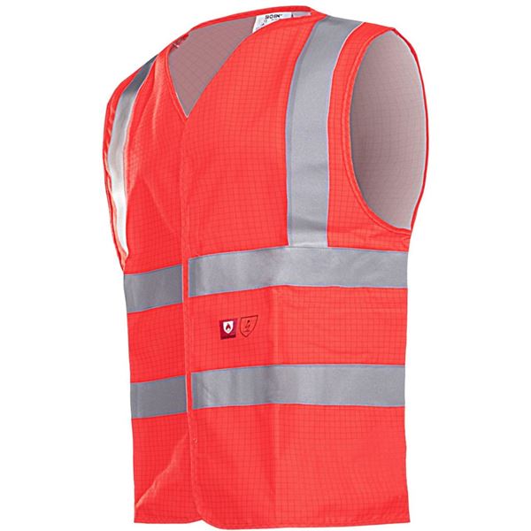 Sioen 307A Hellisan Anti Static FR Red High Vis Vest