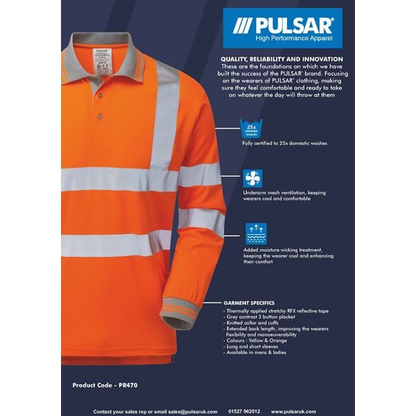 Pulsarail PR470 High Vis Polo shirt