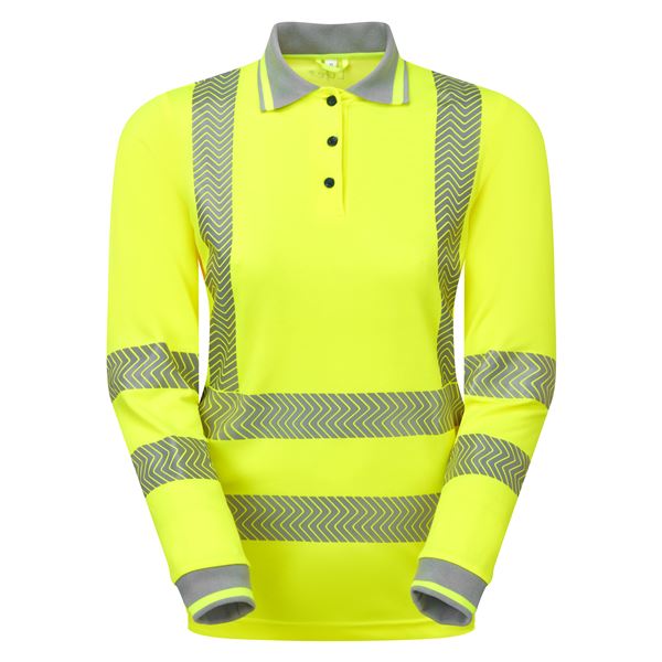 Pulsar Life LFE975 Womens High Vis Yellow Long Sleeve Polo Shirt