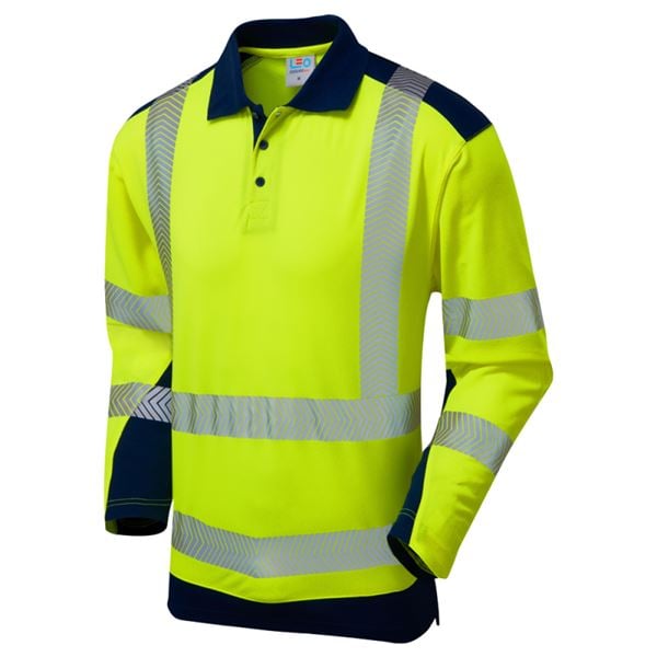 Leo P15 Wringcliff High Vis Long Sleeve Polo Shirt