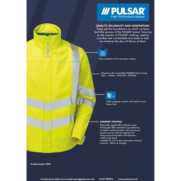 Pulsar P534 High Vis Soft Shell Jacket