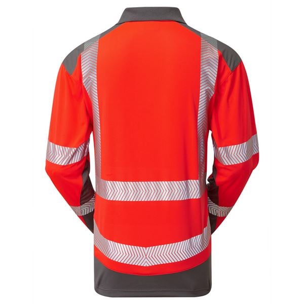 Leo P15 Wringcliff High Vis Red Long Sleeve Polo Shirt