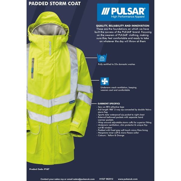 Pulsar P187 High Vis Lined Storm Coat