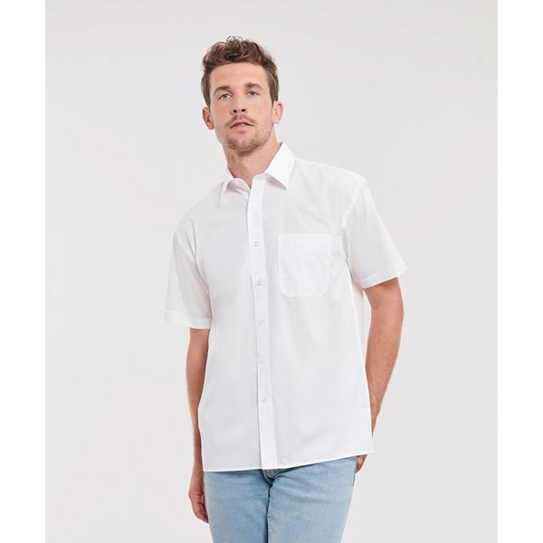 Russell 937M Short sleeve 100% cotton poplin shirt