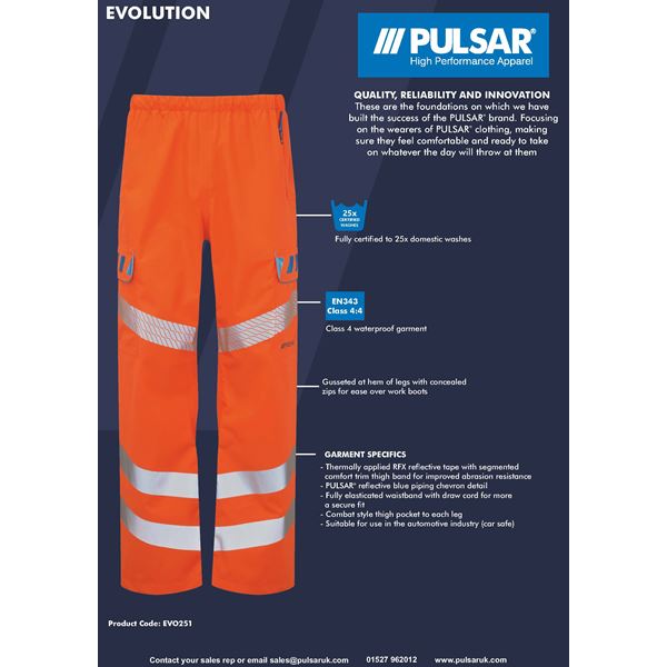 Pulsarail EVO251 High Vis Over Trousers