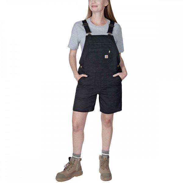 Carhartt Womens Stretch Canvas Short Bib and Brace Overall Relaxed Fit