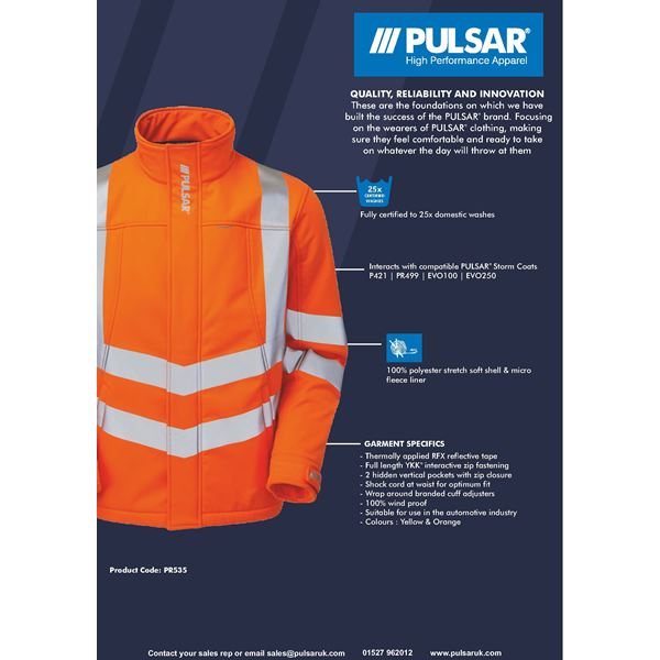 Pulsarail PR535 High Vis Soft Shell Jacket