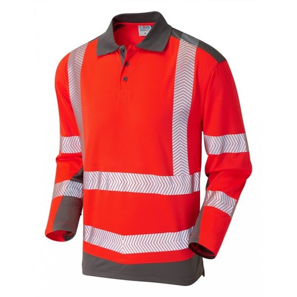 Leo P15 Wringcliff High Vis Long Sleeve Polo Shirt