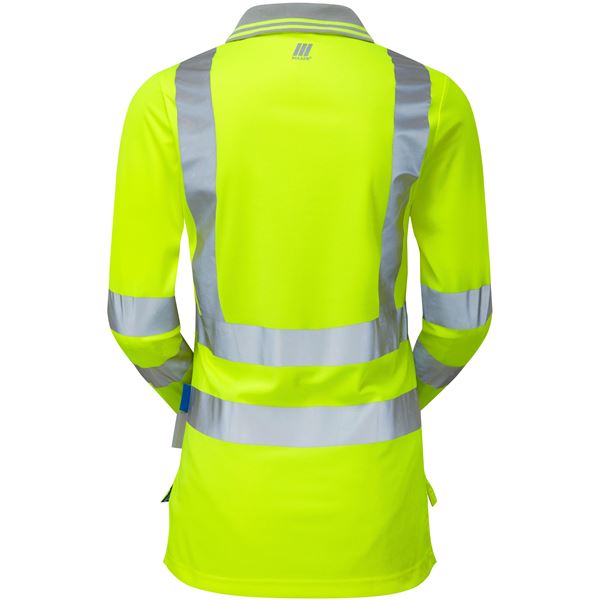 Pulsar P702 Womens Long Sleeve High Vis Yellow Polo Shirt