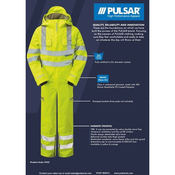 Pulsar P522 Waterproof High Vis Overall