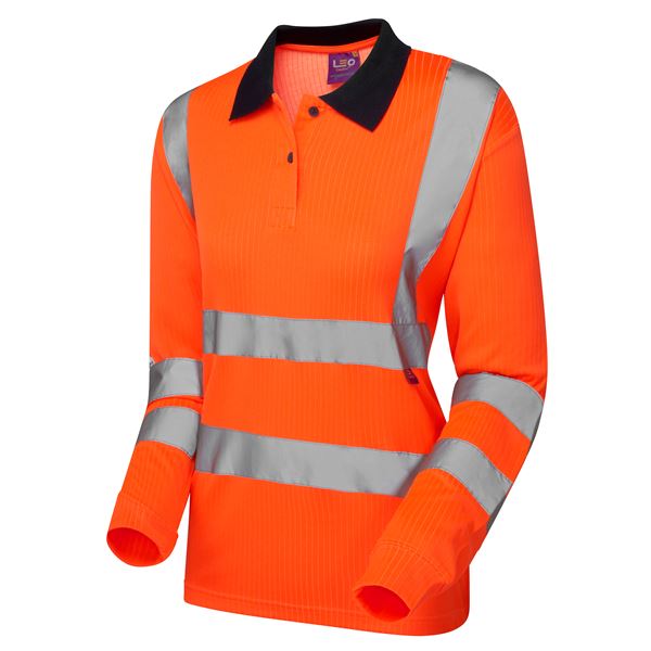 Leo PL05 Beaford Womens EcoVis Long Sleeve Polo Shirt
