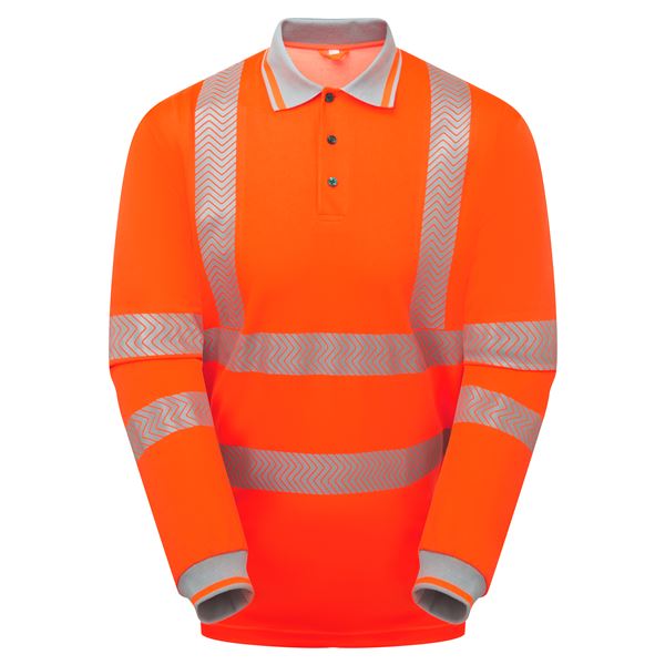 Pulsar Life LFE926 High Vis Orange Long Sleeve Polo Shirt