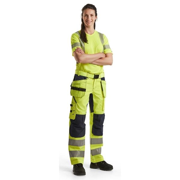 Blaklader 7163 Womens High Vis Yellow Stretch Trousers